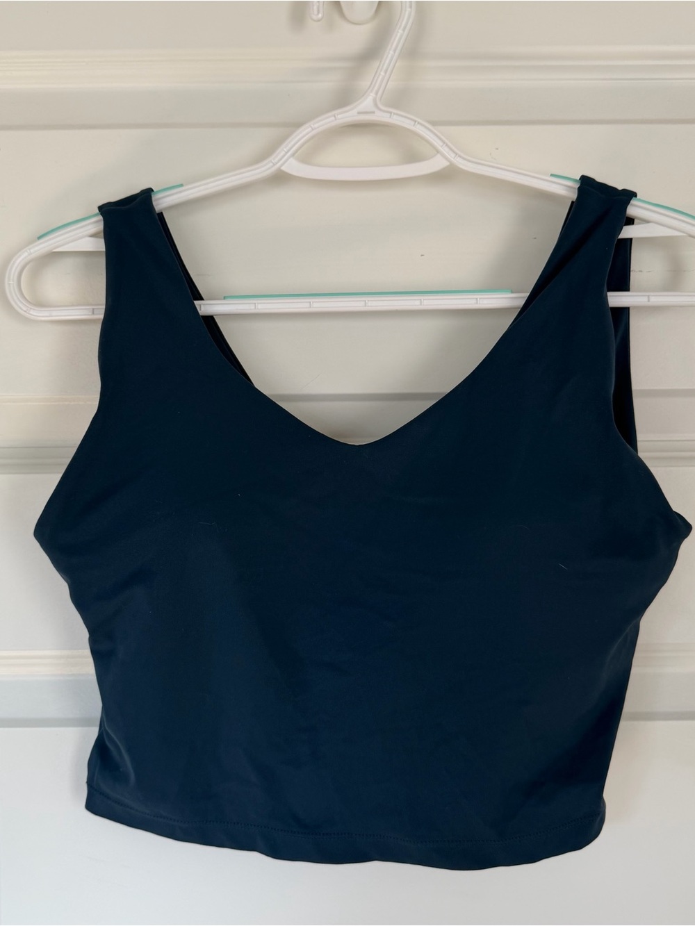 Navy V-Neck Crop Sports Bra